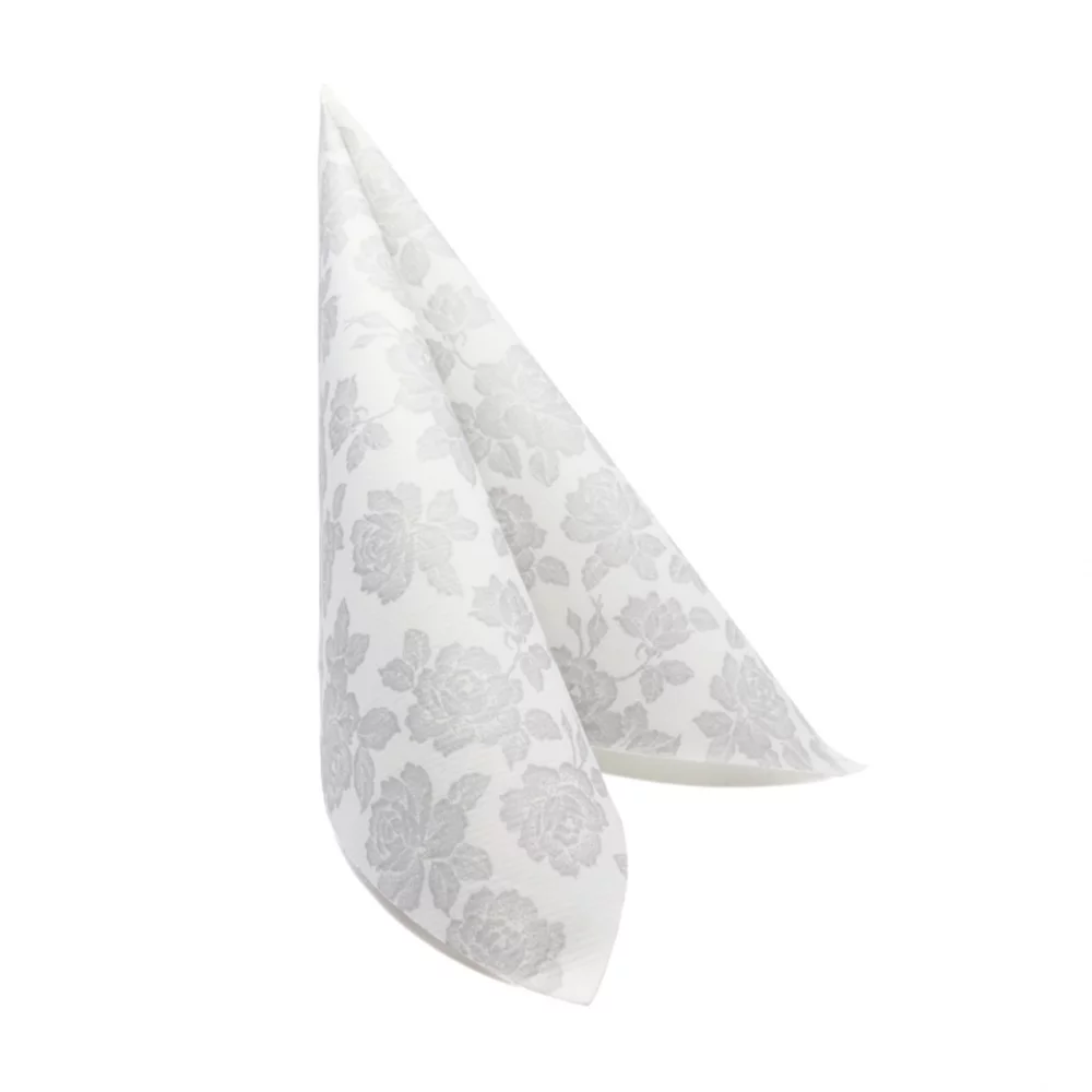 13817 1 obrusky 40x40 cm 50ks strieborne ruze