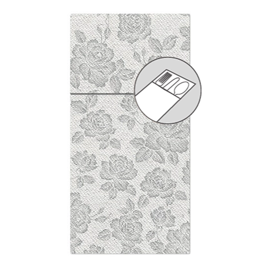 13865 obrusky airlaid 25ks 40x40 cm strieborne ruze