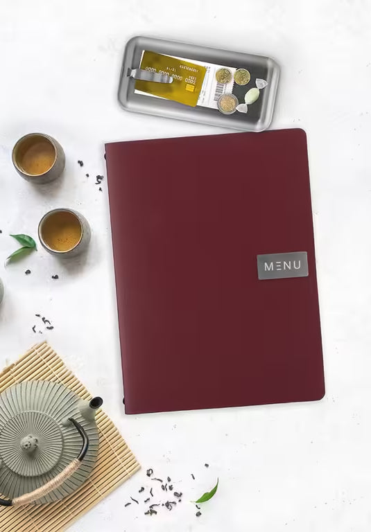 jedálne lístky A4 Kožený červený 2