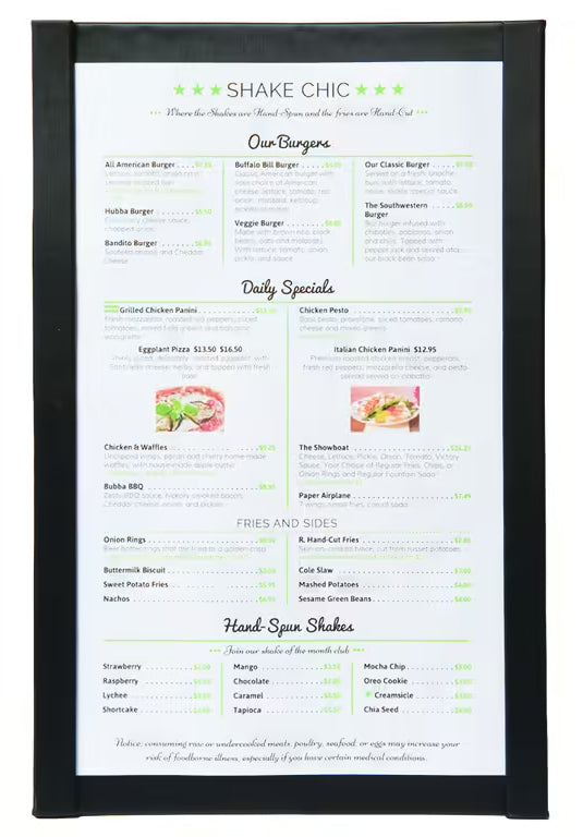 jedálne lístky A4 Doskový čierny