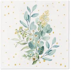 19475 1 obrusky airlaid 40x40 cm 50ks zlaty eukalyptus kytica