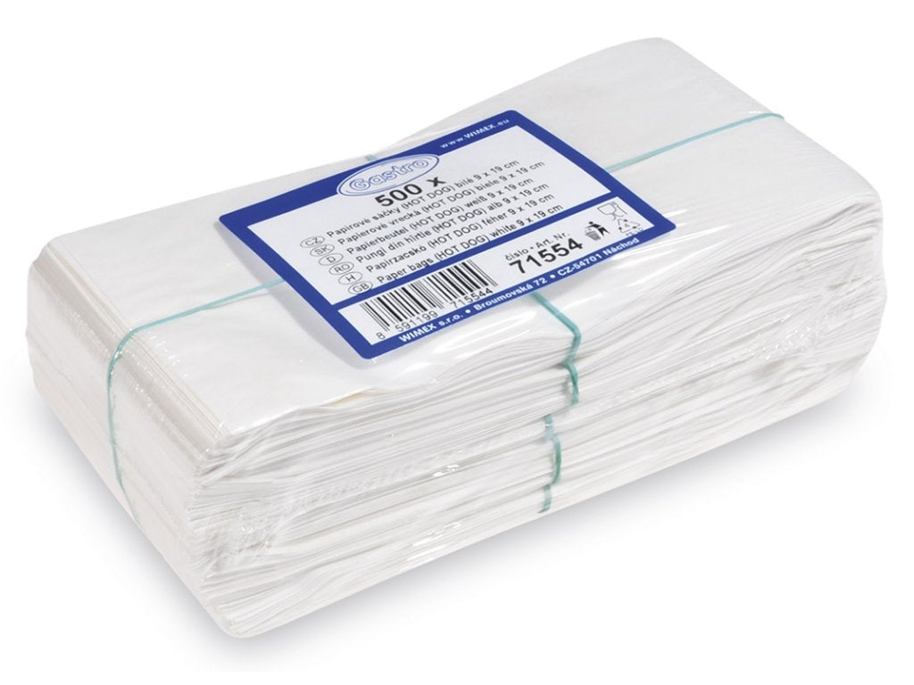 21402 papierove vrecko biele 10 x 19 cm na hotdog 500 ks